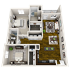 Two Bedroom Two Bathroom Floor Plan